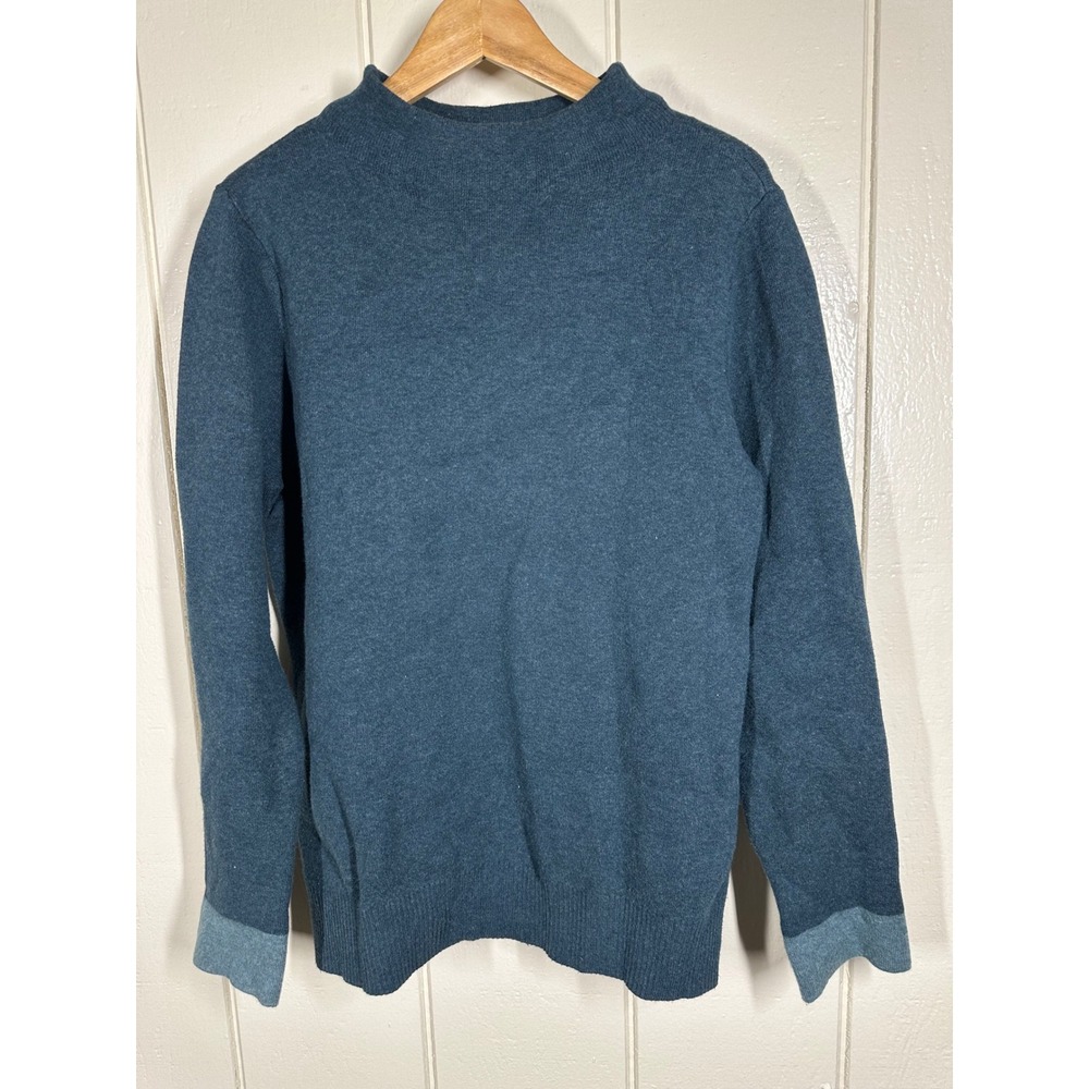 J. Jill Sweater Womens M Blue Mock Neck Long Sleeve Cotton Blend Knit Pullover